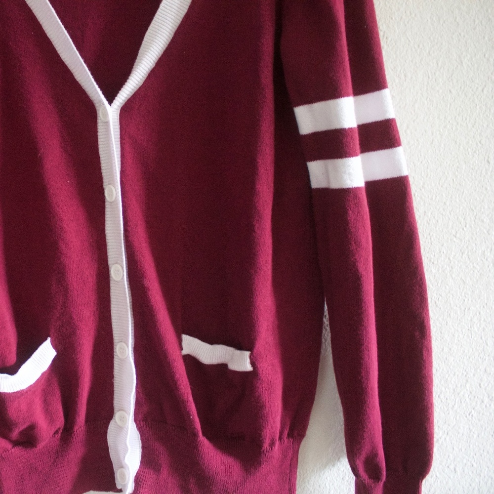 Burgundy Varsity Style Cardigan